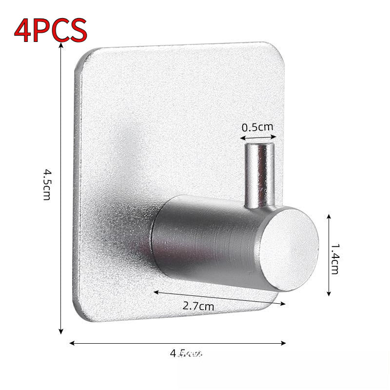Nail-free Stainless Steel Single Hook Alumimum Hook Towel Self-adhesive Hook Single Hook