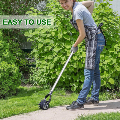 Wheel Rotary Edger, Sidewalk Manual Lawn Edger, Stainless Steel Handle, Adjustable Height -66.7Inch