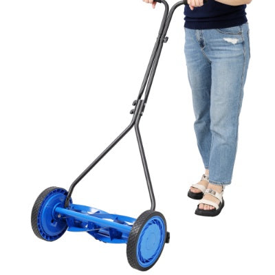 16in Push Lawn Mower, Push Reel Lawn Mower, Blue Color