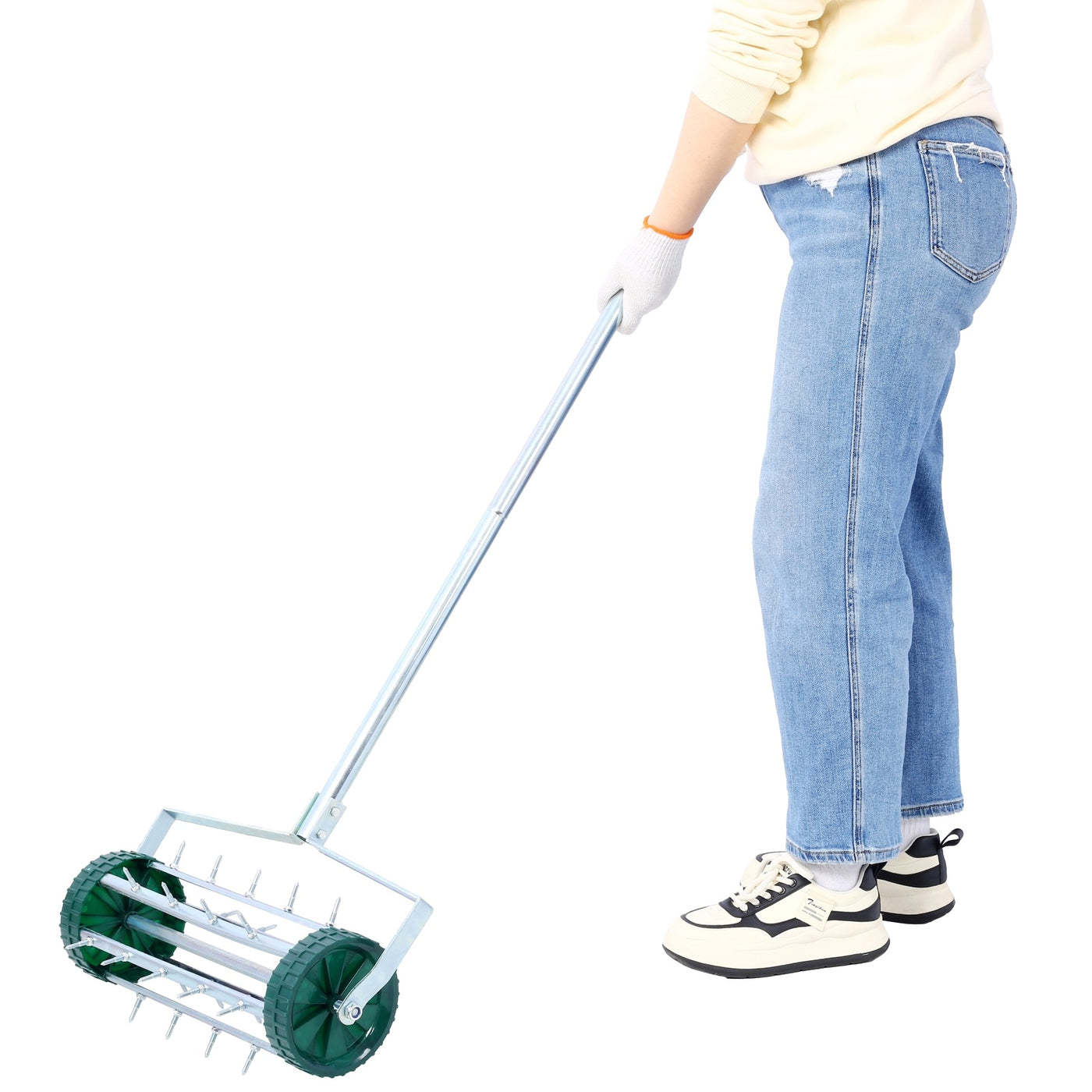 Spike Lawn Aerator, Heavy Duty Rolling Lawn Aerator, Garden Yard Rotary Push Lawn Aeration With Stee